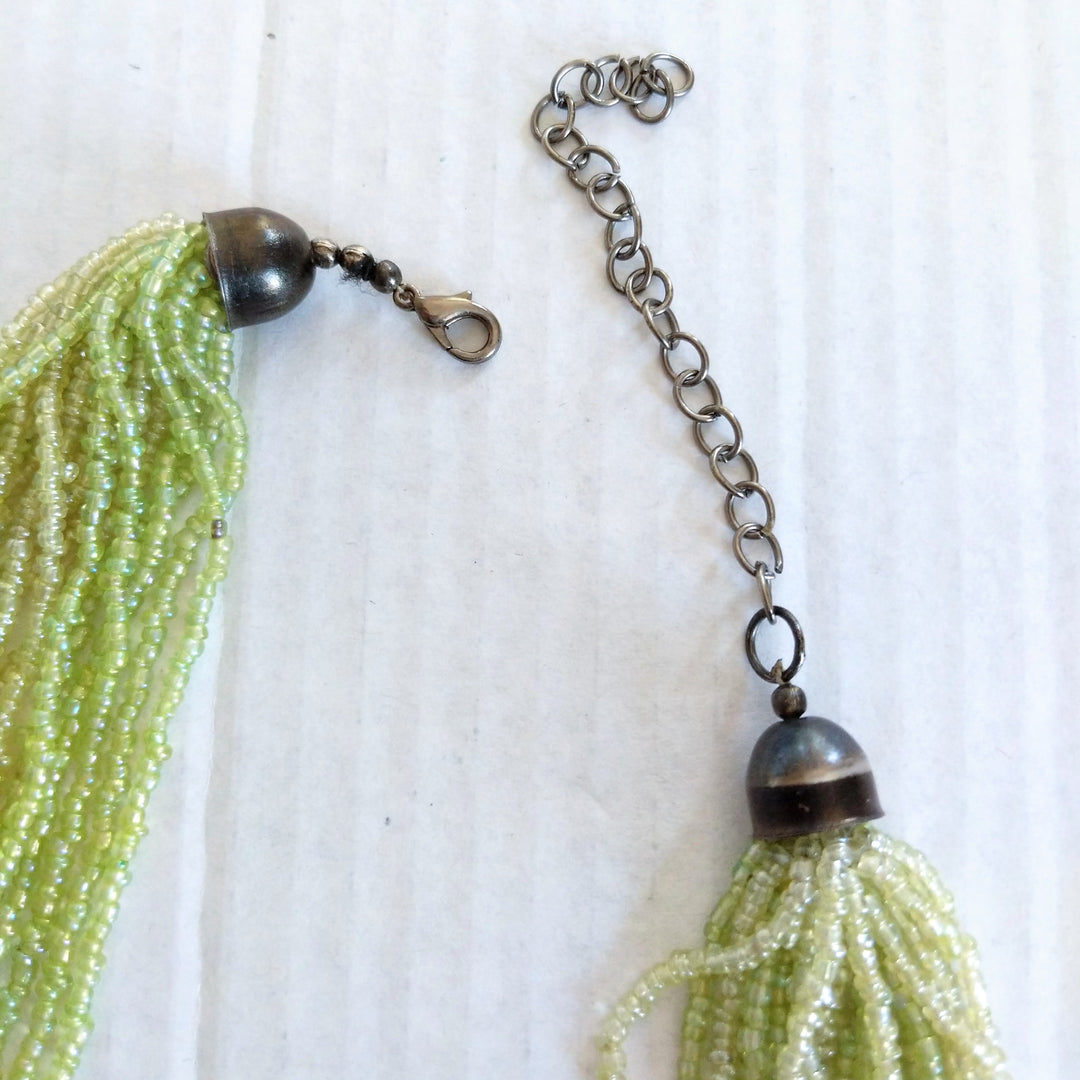 Green Multi Strand Micro Bead Necklace