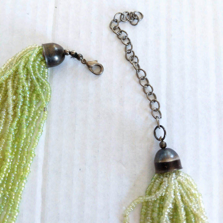 Green Multi Strand Micro Bead Necklace
