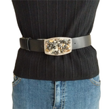 Leather Belt with Polished Rock Buckle