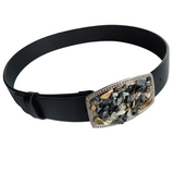 Leather Belt with Polished Rock Buckle