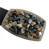 Leather Belt with Polished Rock Buckle