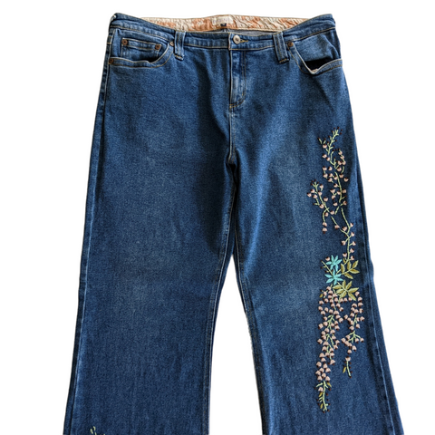 Geography Embroidered Jeans Size 33