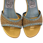 Emma Hope's Shoes Blue and Gold Crochet Sandals Size 37.5