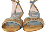 Emma Hope's Shoes Blue and Gold Crochet Sandals Size 37.5