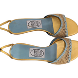 Emma Hope's Shoes Blue and Gold Crochet Sandals Size 37.5