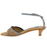 Emma Hope's Shoes Blue and Gold Crochet Sandals Size 37.5
