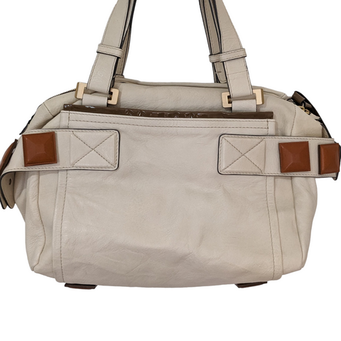 Chloe Cream Leather Shoulder Bag by C J Collections Chicago