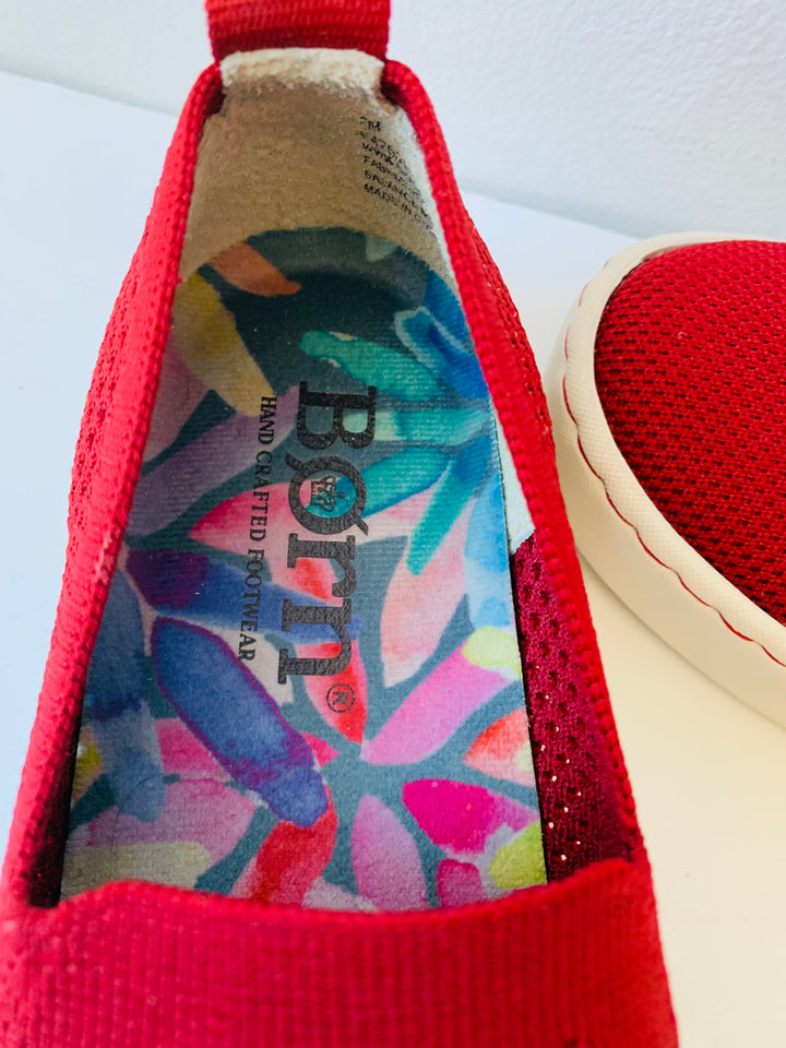 Born Solstice Scarlet Red Knit Slip On Platform Sneaker Size 7