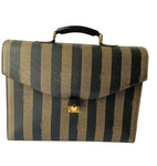 Fendi Vintage Pequin Pattern Striped Briefcase