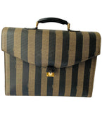 Fendi Vintage Pequin Pattern Striped Briefcase