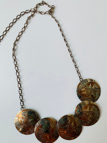 Vintage Tribal Mixed a metal Necklace