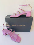 Ann Taylor Rhiannon Croco Buckle Strap Block Heels in Washed Lavender Size 6.5