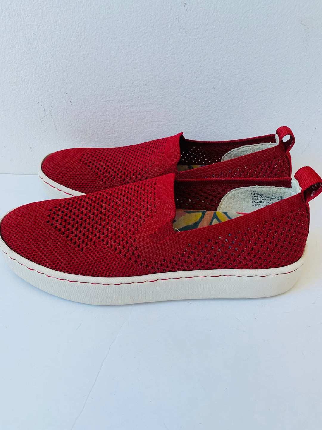 Born Solstice Scarlet Red Knit Slip On Platform Sneaker Size 7