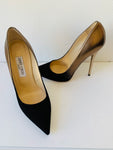 Jimmy Choo Black Suede And Gold Metallic Pumps Size 39.5
