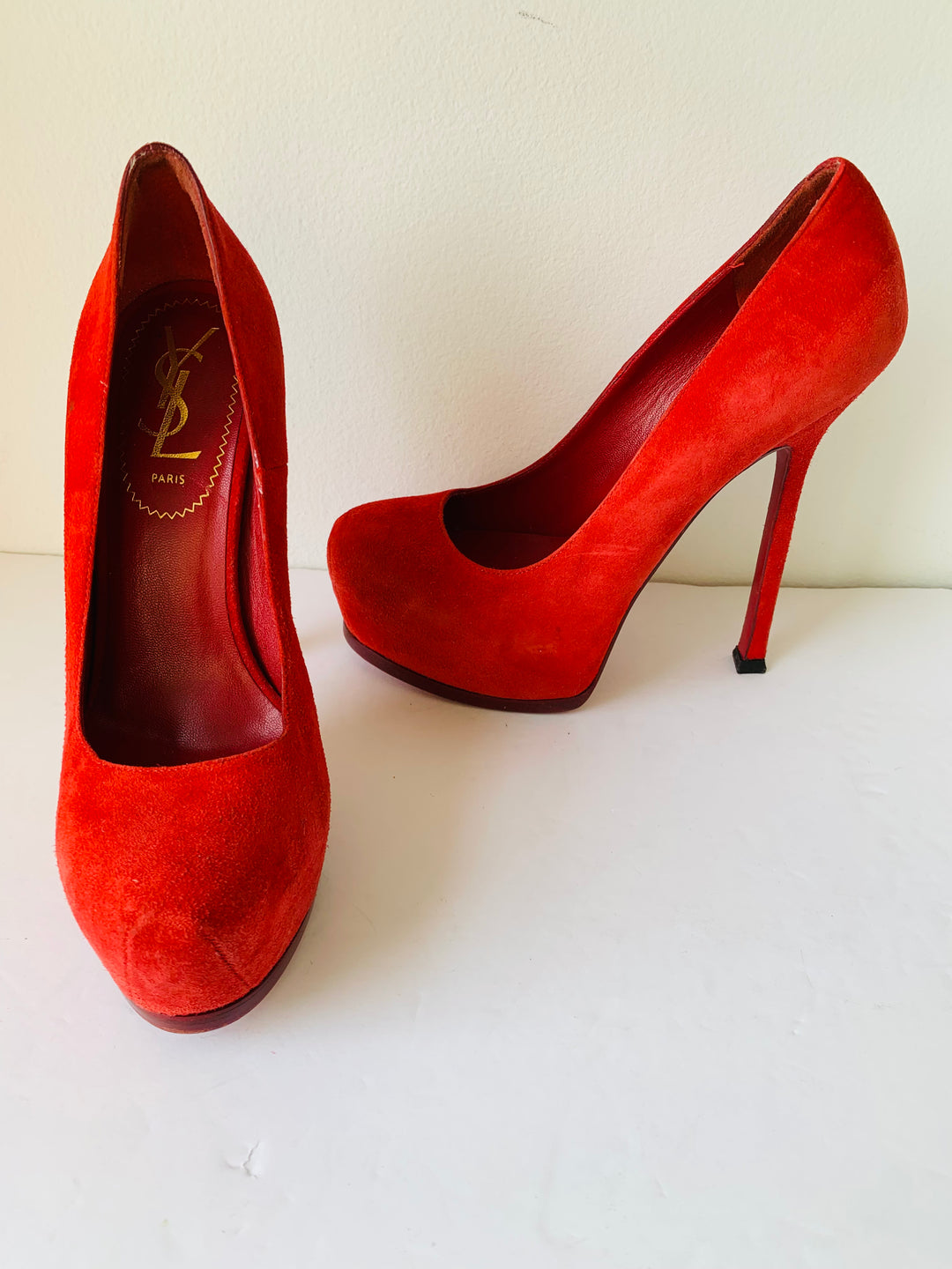 Yves Saint Laurent Tribute Red Suede Platform Pump Size 36