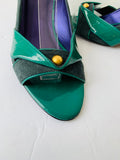 Le Due by Due Farina Slingback Grene Suede and Patent Leather Heels Size 7
