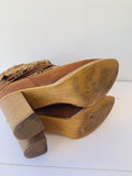Not Rated Brown Faux Suede Western Look Knitted/Studded Ankle Boots Size 7.5