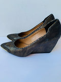 Rachel Zoe Bronze Metallic Reptile Wedge Size 8