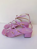 Ann Taylor Rhiannon Croco Buckle Strap Block Heels in Washed Lavender Size 6.5
