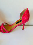 Ann Taylor Hot Pink Faux Croc Patent Strappy Heeled Sandal Size 7