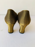 Jacques Levine Green Silk Fabric Evening Heeled Shoe Size