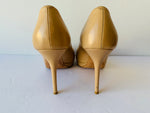 Jimmy Choo Nude Leather Peep Toe Platform Pumps Size 38.5
