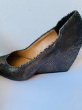 Rachel Zoe Bronze Metallic Reptile Wedge Size 8
