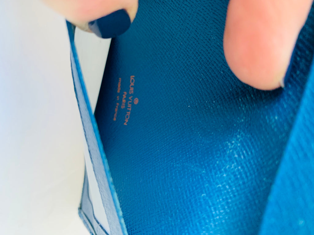Louis Vuitton Leather Epi Blue Textured Wallet/Credit Card Case by