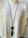 Gucci Lipgloss Black Rhinestone Necklace with Tassel