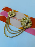Gold Tone Lion Collar Clip/Brooch