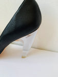 Report Signature Black Leather D’Orsay Peep Toe Lucite Heel Skull Pump Size 9