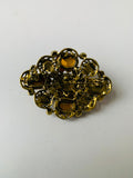 Topaz Glass Brooch/Pin with Pear Beads