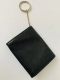 Salvatore Ferragamo Black Saffiano Leather Mini Credit Card Keychain