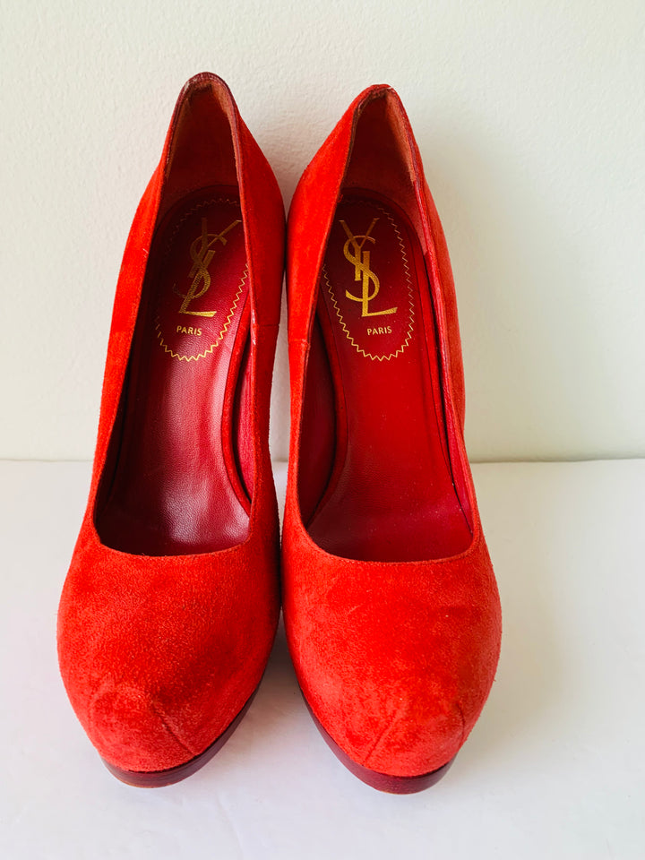 Yves Saint Laurent Tribute Red Suede Platform Pump Size 36