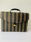 Fendi Vintage Pequin Pattern Striped Briefcase