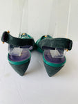Le Due by Due Farina Slingback Grene Suede and Patent Leather Heels Size 7