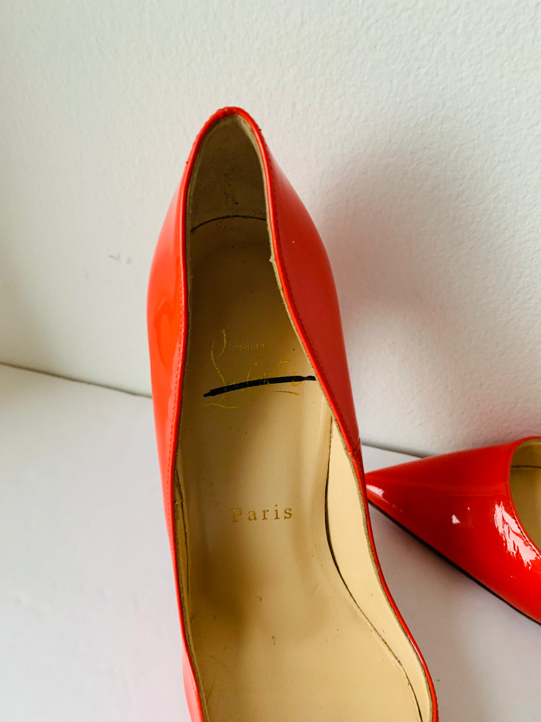 Christian Louboutin Orange Patent Stiletto Leather So Kate Pumps Size 37