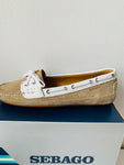 Sebago Taupe Suede White Trim Boat Shoe Size 7