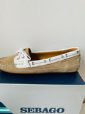 Sebago Taupe Suede White Trim Boat Shoe Size 7