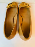 Gucci Tan Leather Marmont GG Peep Toe Block Heel Pumps Size 38.5