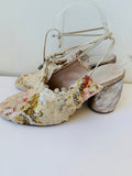Silent D “Deloos” Sequined Round Heeled Tie Up Slingbacks  38