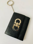 Salvatore Ferragamo Black Saffiano Leather Mini Credit Card Keychain