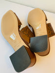 Ann Taylor Eyelet Perforated Leather Two Strap Sandal in Midnight Mahogany Size 6.5