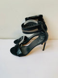 Stuart Weitzman Strappy Black Leather Heeled Sandal Size 8