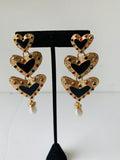 Triple Heart Statement Earrings