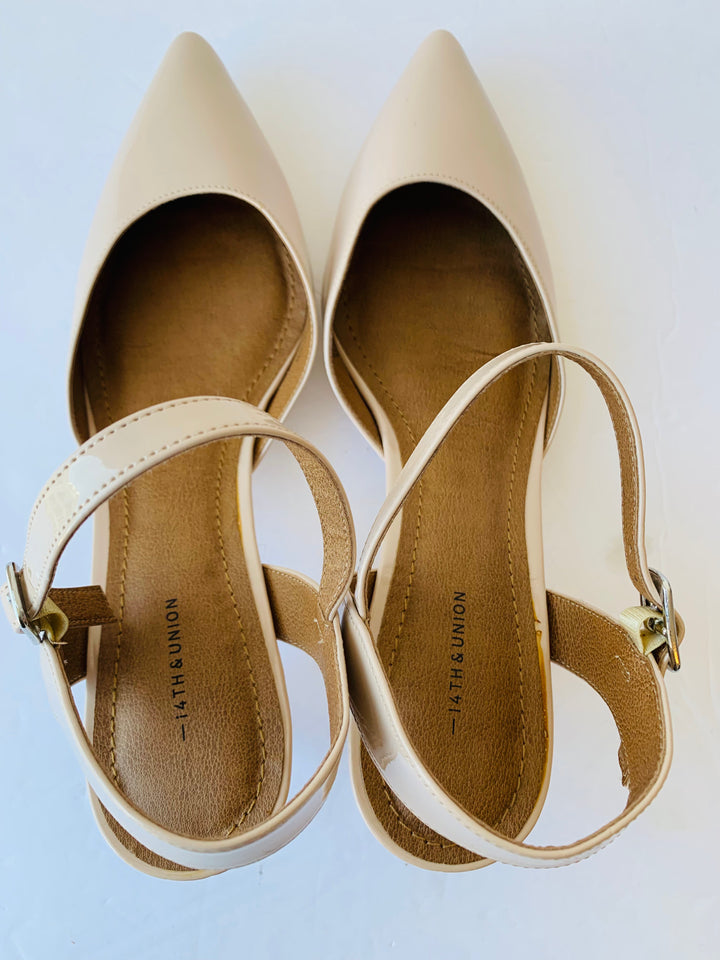 14th & Union Patent Pointed Toe Nude Heels Size 7.5