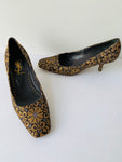 Vintage Tom Ford for Yves Saint Laurent Brocade Square Toe Kitten Heels YSL Size 39