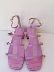 Ann Taylor Rhiannon Croco Buckle Strap Block Heels in Washed Lavender Size 6.5