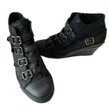 ASN Black Nylon Wedge Buckle Sneaker Size 37