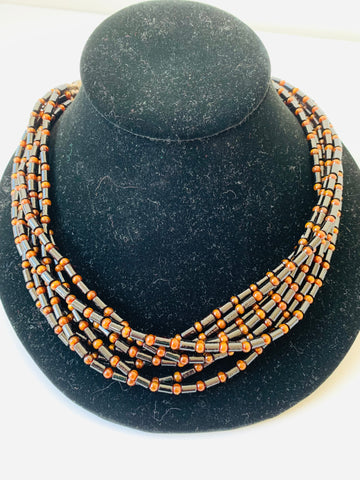 Black and Brown Beaded Glory Statement Necklace